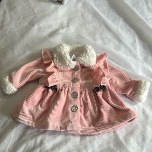Little Lass Baby~ velour corduroy baby girls sz 0/3 M coat lightweight Pink